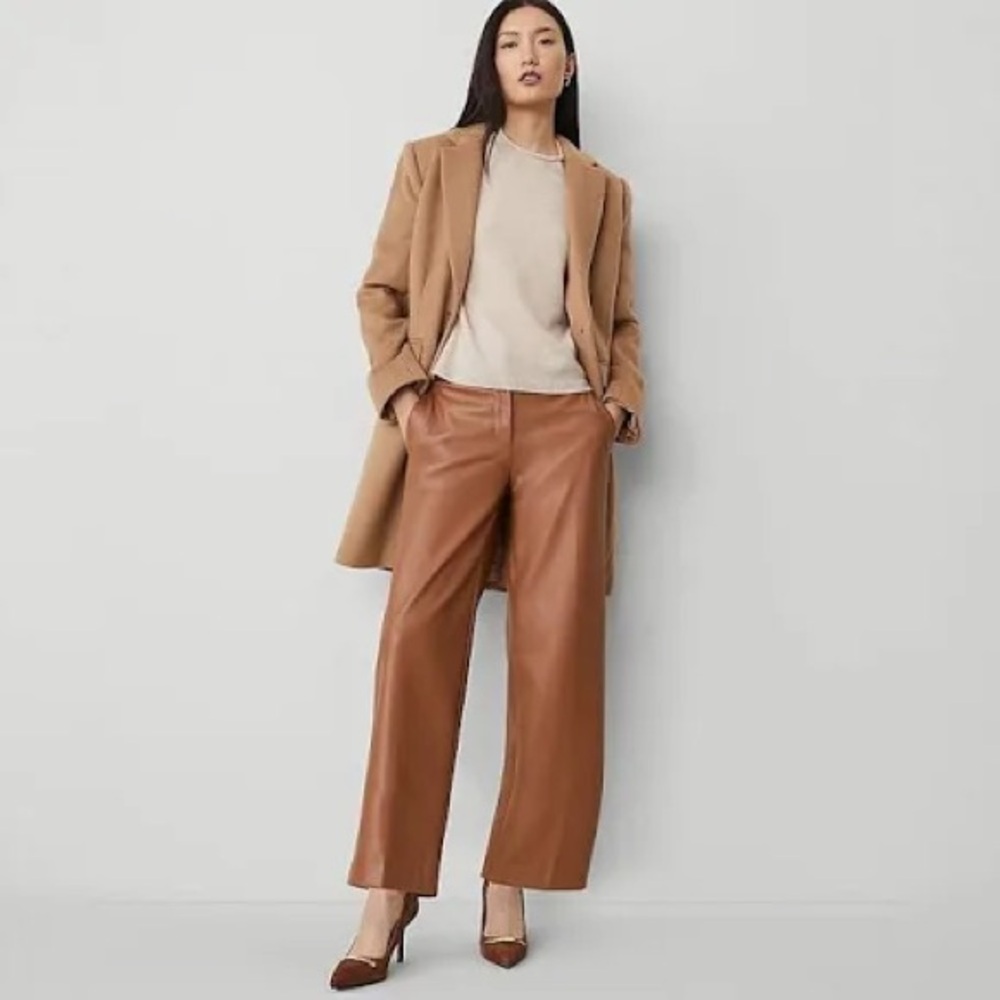 Rachel Zoe Brown/Camel Faux Leather Wide Leg Pants